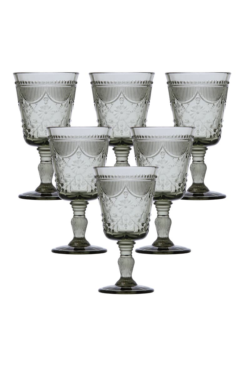 Debutante Set of 6 Goblet Glasses, Main, color, SMOKE GRAY