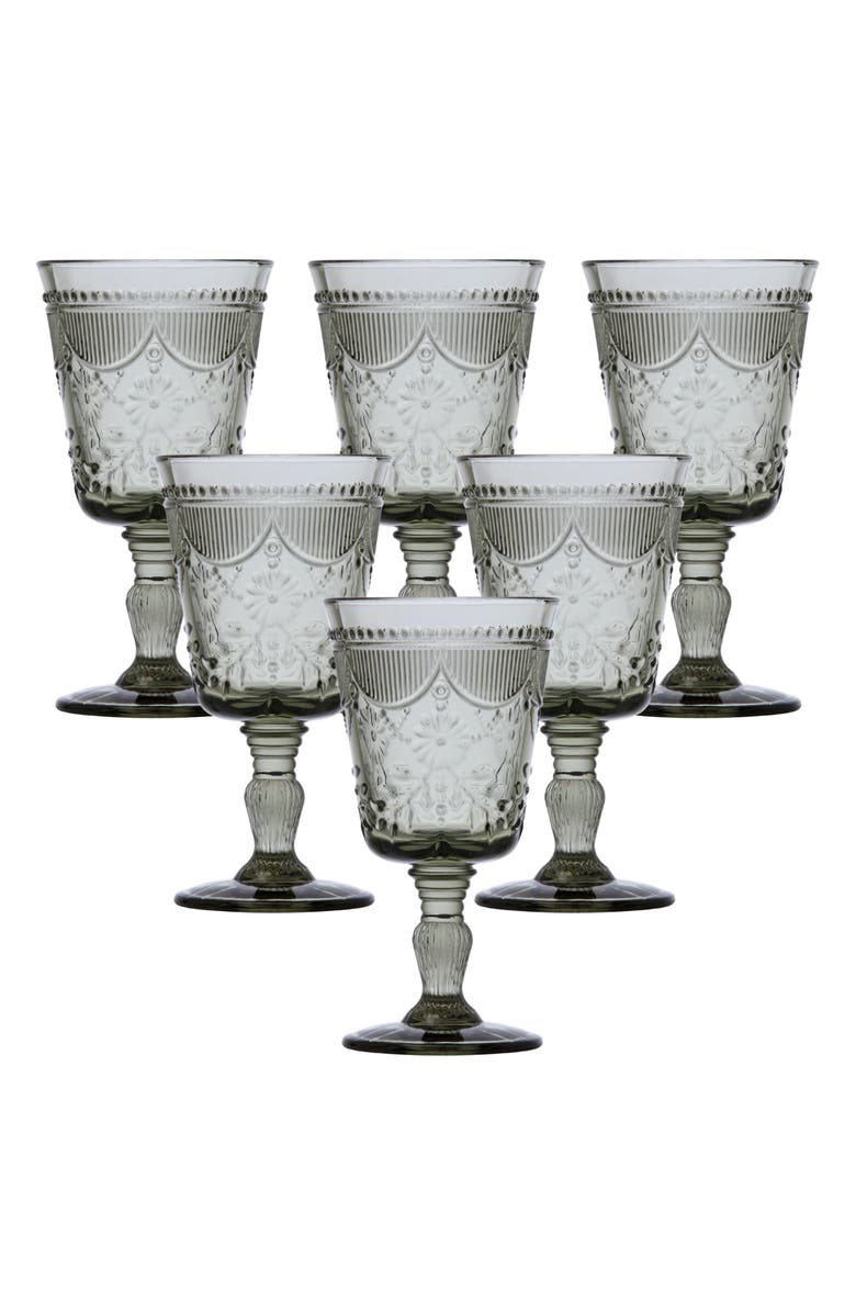 Fortessa Debutante Set of 6 Goblet Glasses, Main, color, Smoke Gray