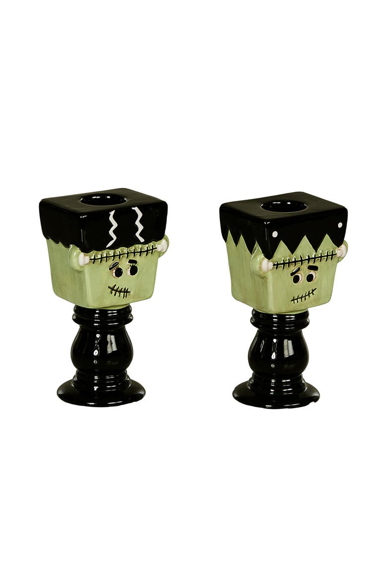 Dolomite Frankenstein Candle Holders Set of 2 Halloween, Alternate, color, Multicolored