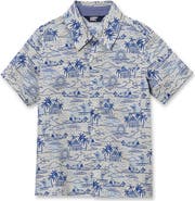 Lands' End Boys Short Sleeve Linen Slub Button Down Shirt