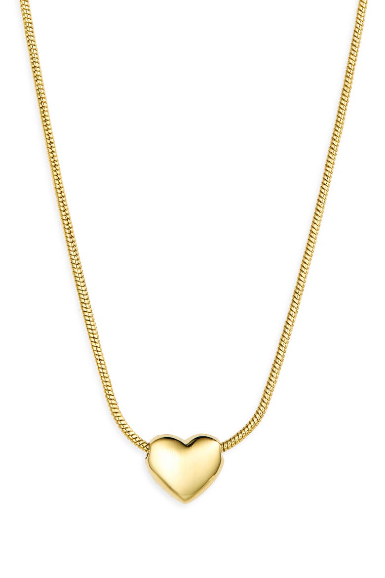 Puffy Heart Pendant Necklace, Main, color, GOLD