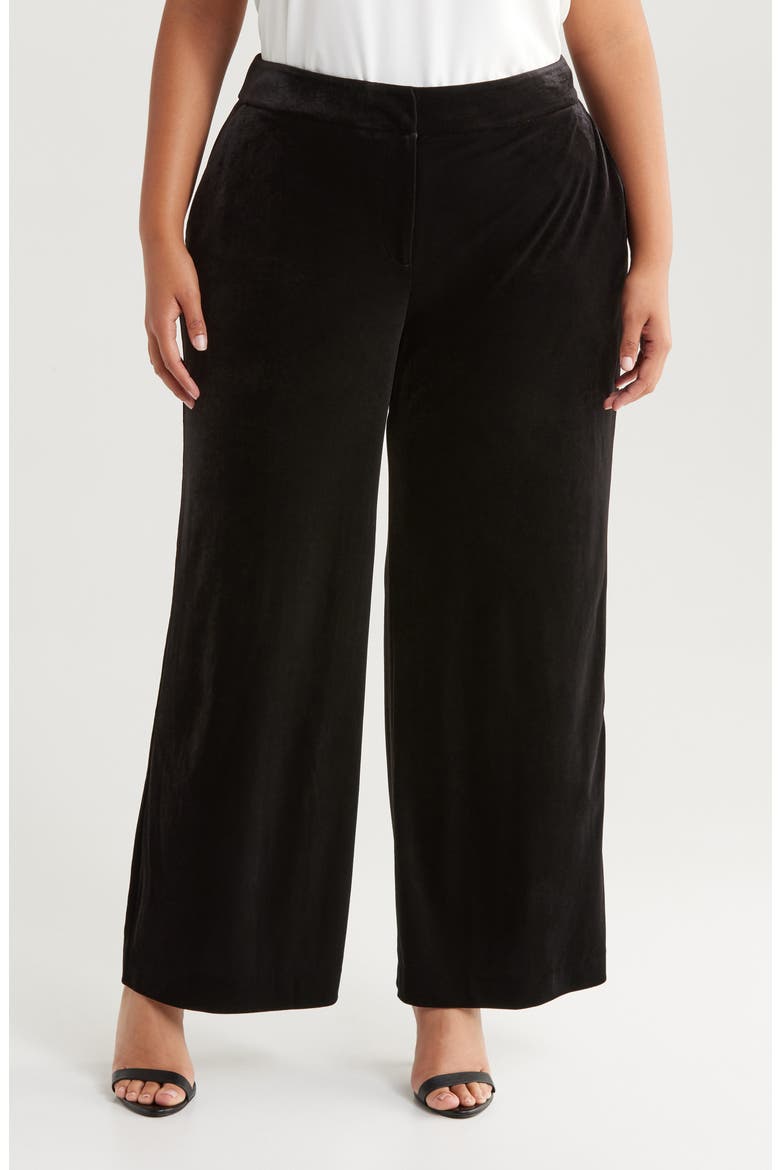 Velvet Wide Leg Pants, Main, color, BLACK