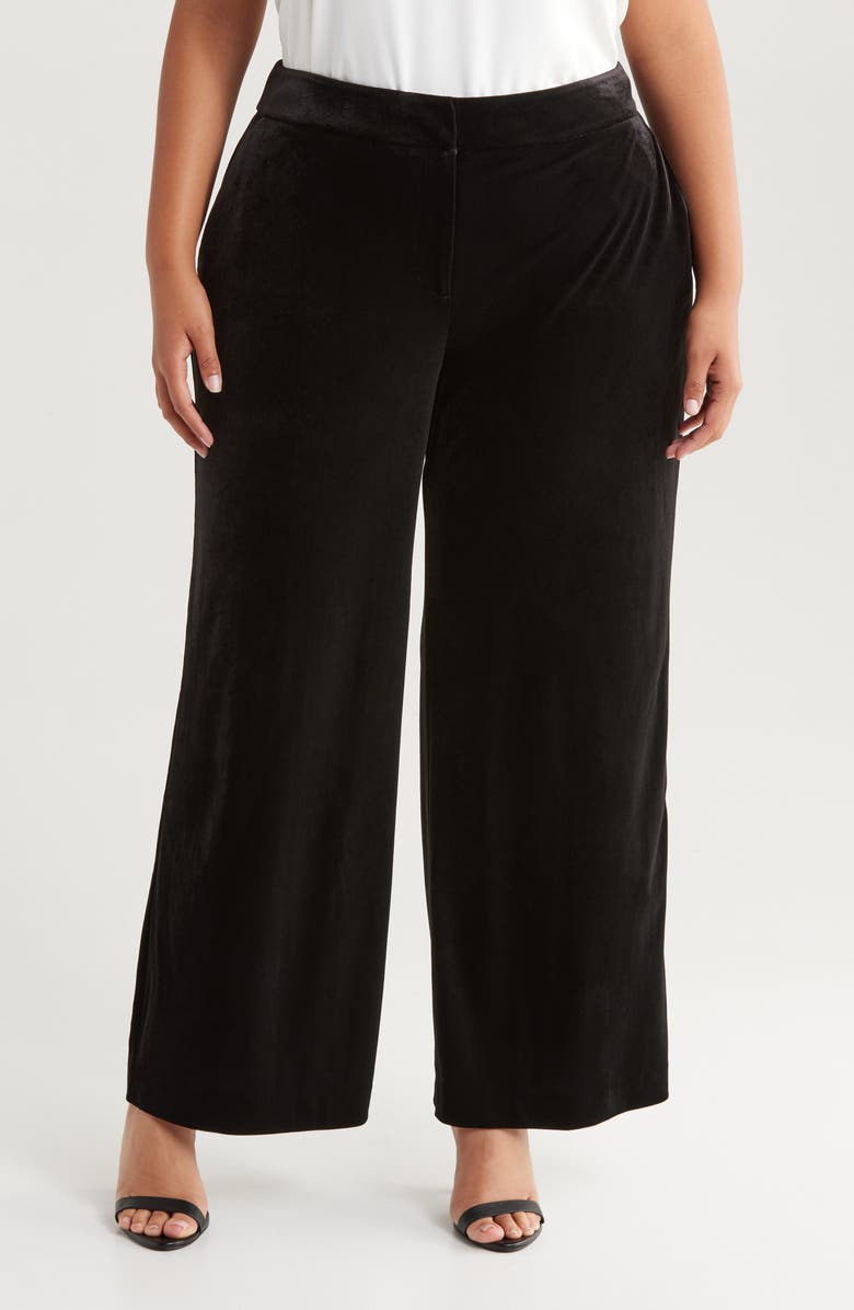 Tahari ASL Velvet Wide Leg Pants, Main, color, Black