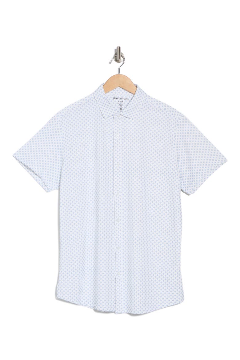 Short Sleeve Knit Button-Up Golf Shirt, Alternate, color, BLUE
