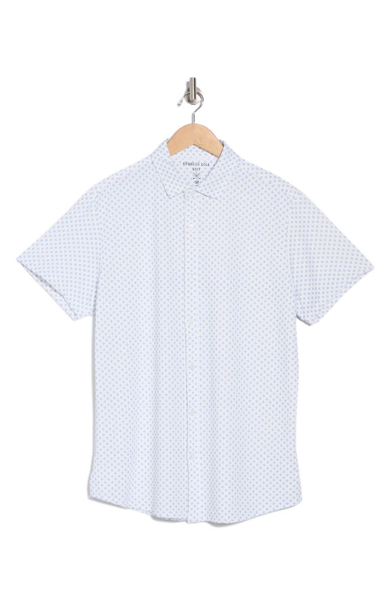 Kenneth Cole Short Sleeve Knit Button-Up Golf Shirt, Alternate, color, 