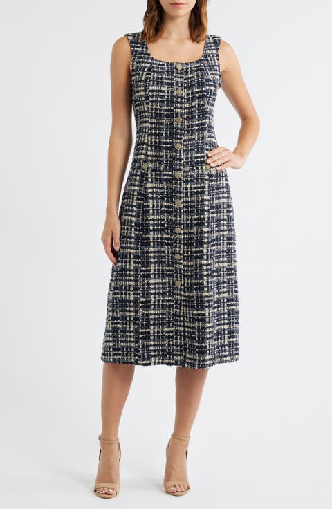 Tweed Fit & Flare Midi Dress