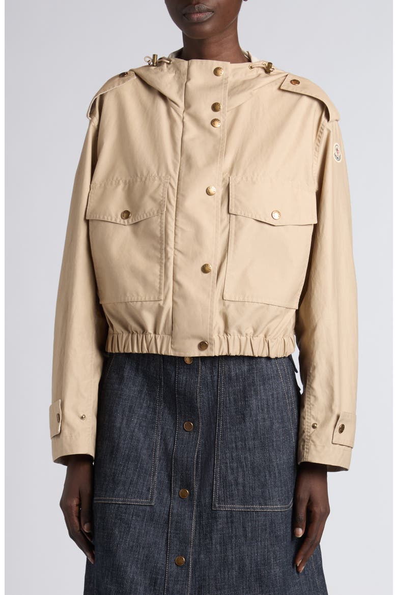 Carex Hooded Cotton Blend Poplin Jacket, Main, color, BEIGE