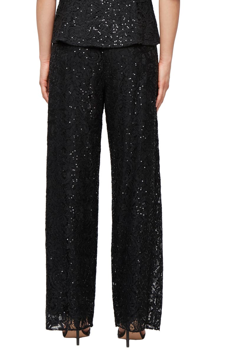 Alex Evenings Sequin Lace Wide Leg Pants, Alternate, color, Black