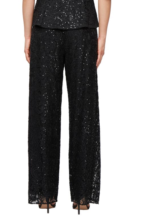 Alex Evenings Sequin Lace Wide Leg Pants In Black