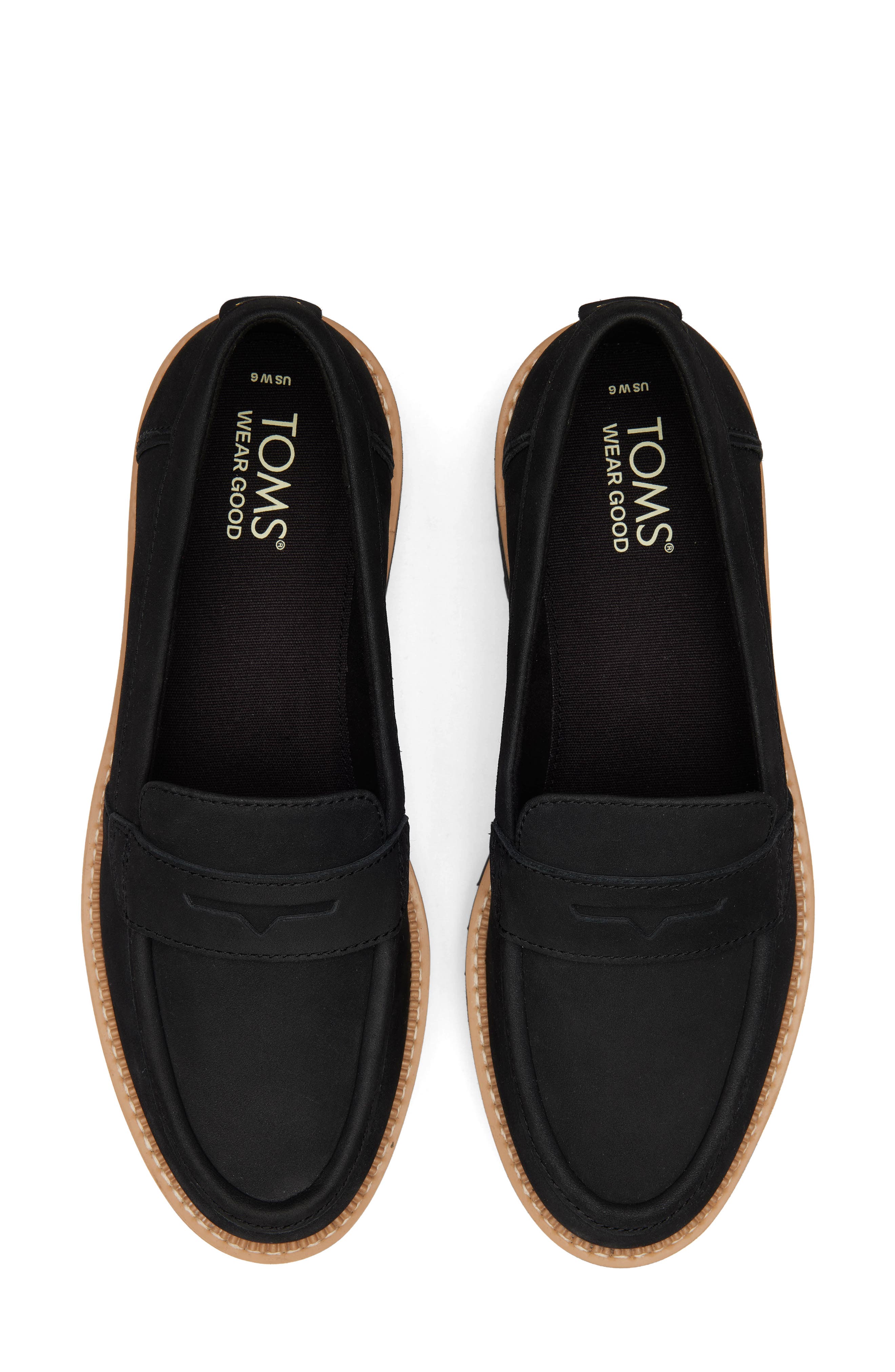 TOMS Cara Platform Penny Loafer, Alternate, color, Black