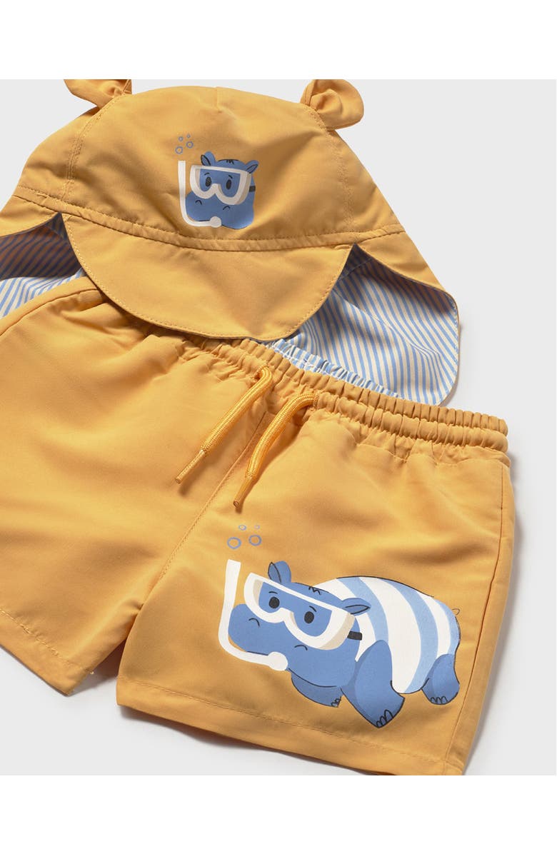 Mayoral Swimwear Set with Eared Hat, Alternate, color, Yellow