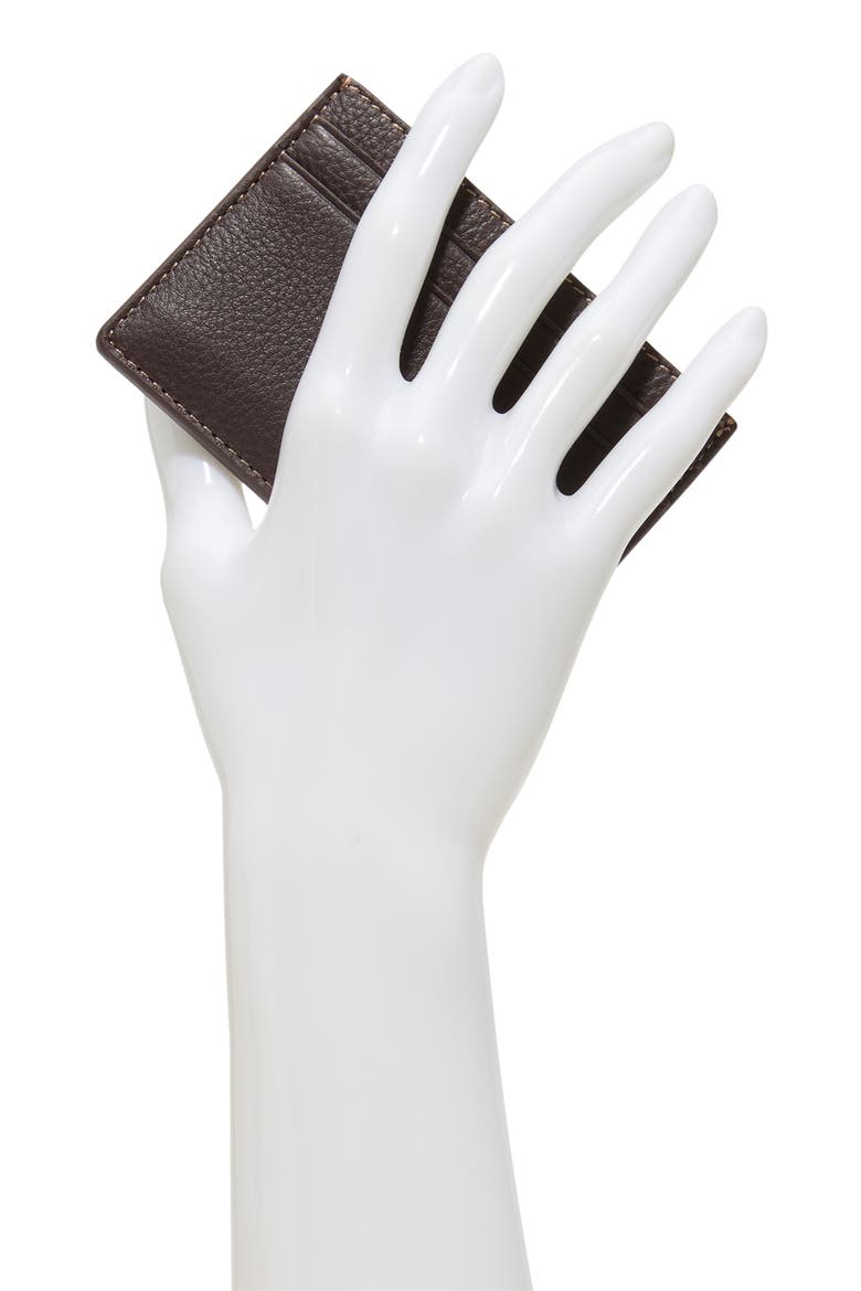 Portland Pebbled Leather Card Case, Alternate, color, BROWN