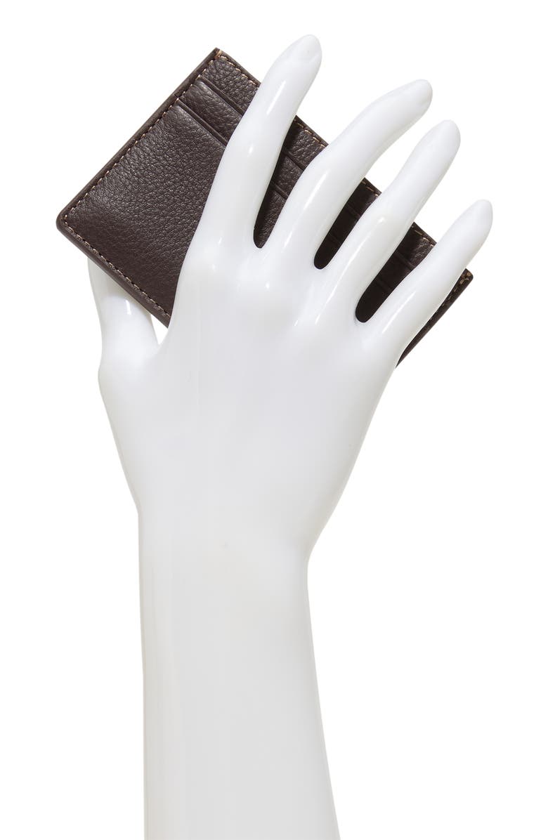 Brooks Brothers Portland Pebbled Leather Card Case, Alternate, color, Brown