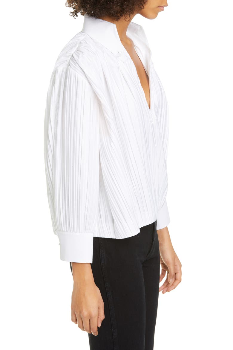 Ivette Malone Pleated Crop Cotton Poplin Top, Alternate, color, WHITE