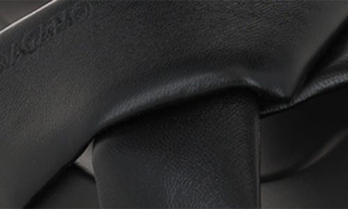 Ferragamo Braided Leather Air Lug Slides In Black
