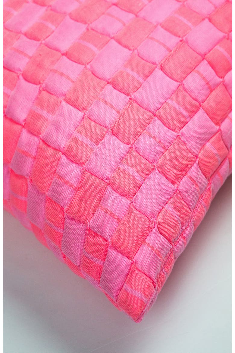 Quilted Sujani Neon Pink Throw Pillow, Alternate, color, Pink