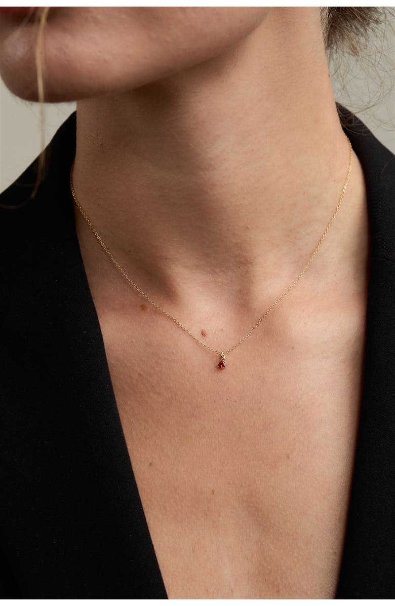 Set & Stones Birthstone Charm Necklace, Alternate, color, Gold / March