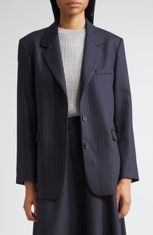 Golden Goose Single-breasted Pinstripe Blazer Jacket Jackets Blue In Blue