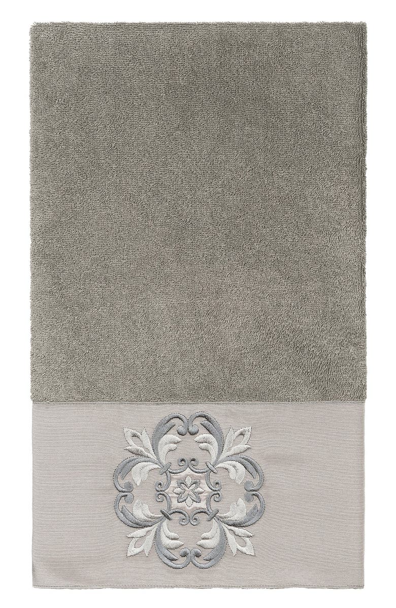 Linum Home Textiles Alyssa 3-Piece Embellished Towel - Dark Gray, Alternate, color, Dark Gray