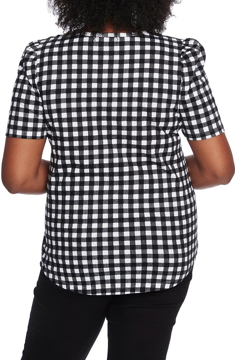 Court & Rowe Gingham Short Sleeve Cotton Knit Top, Alternate, color,