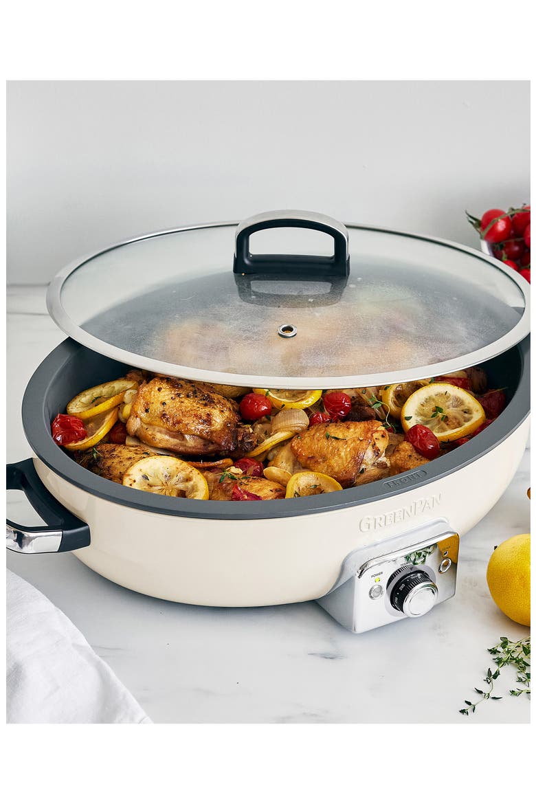 Elite 5 1/2-Quart Oval Ceramic Electric Skillet, Alternate, color, CLOUD CREAM