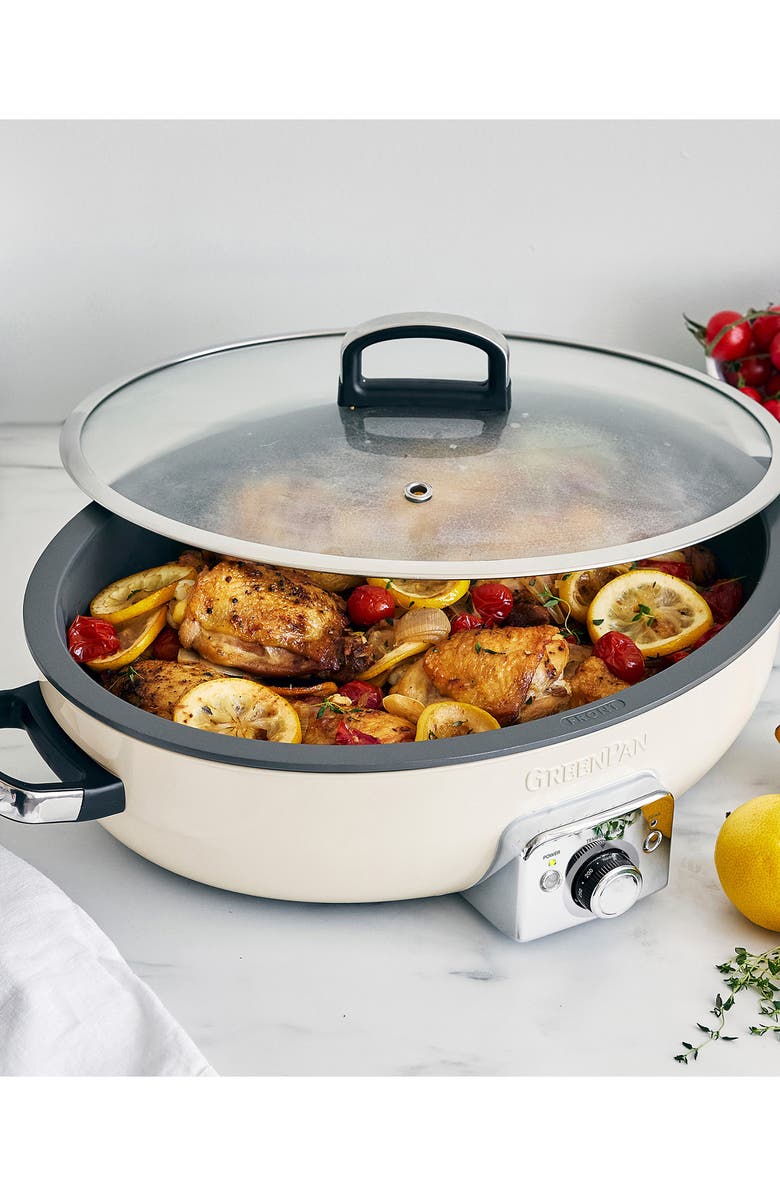 GreenPan Elite 5 1/2-Quart Oval Ceramic Electric Skillet, Alternate, color, Cloud Cream