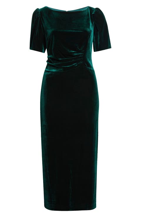 Boatneck Velvet Gown