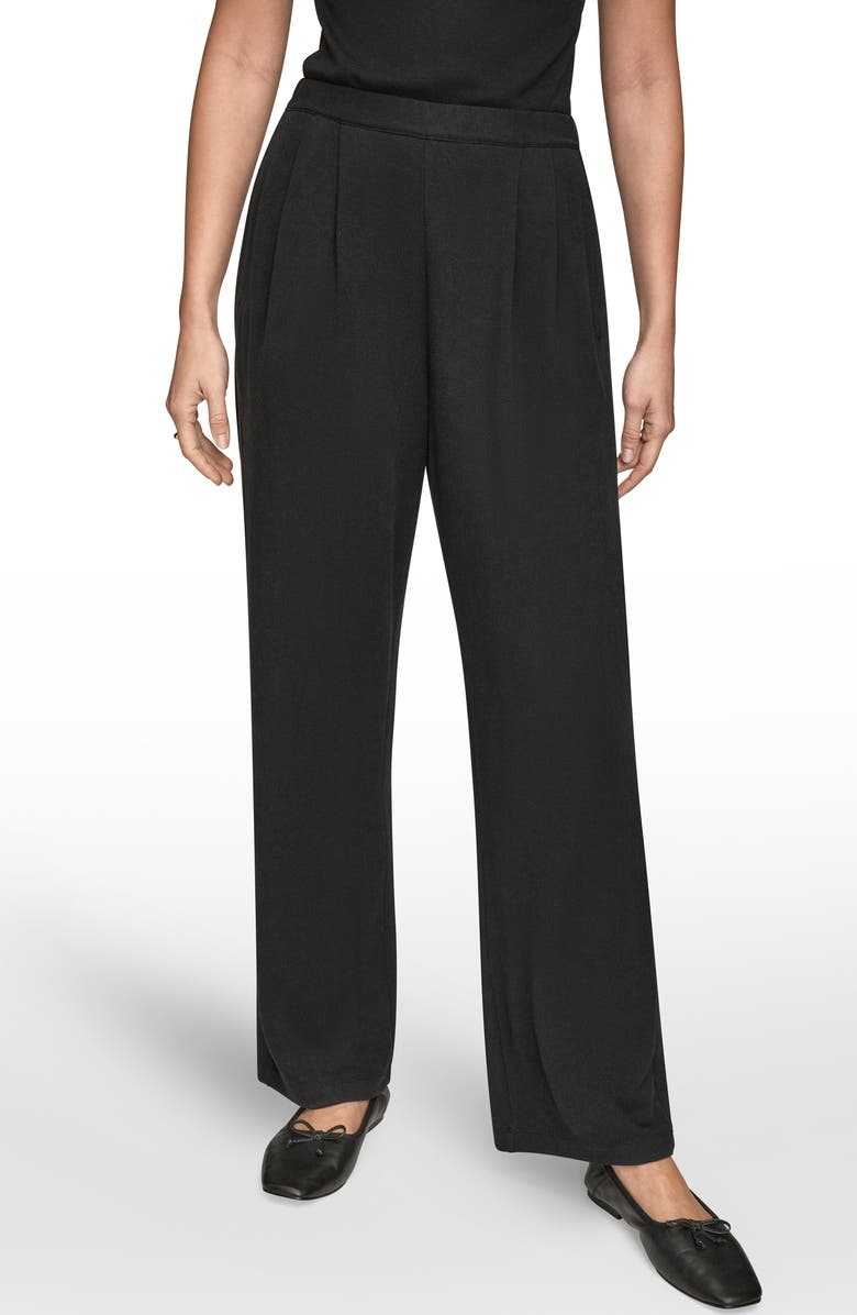 Donna Karan New York High Waist Wide Leg Pull-On Pants, Main, color, Black