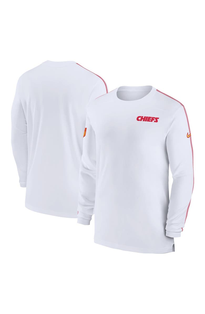 Nike Men's Nike White Kansas City Chiefs Sideline Coach UV Performance Long Sleeve T-Shirt, Alternate, color, White