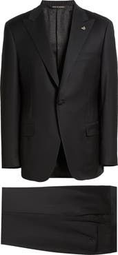 Heritage Gold Regular Fit Peaked Lapel Black Wool Tuxedo