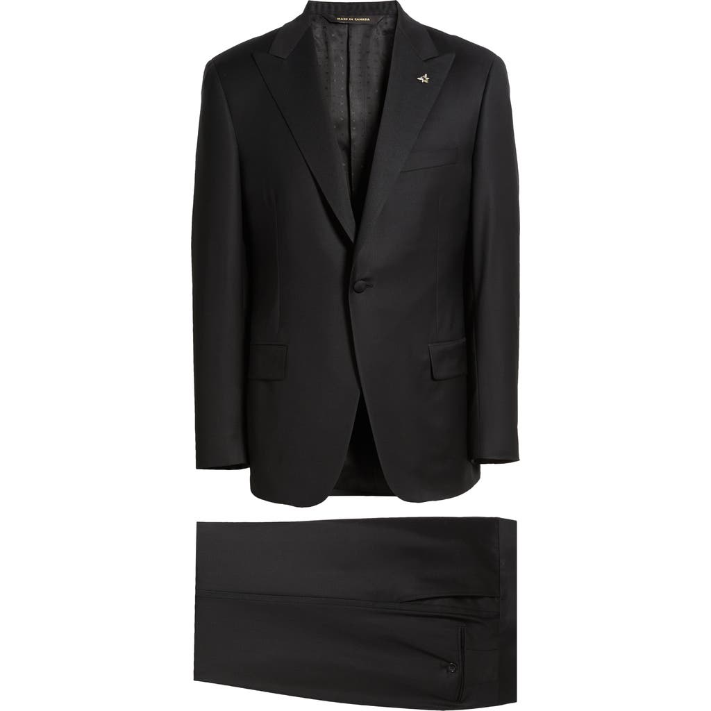 Heritage Gold Peaked Lapel Black Wool Tuxedo