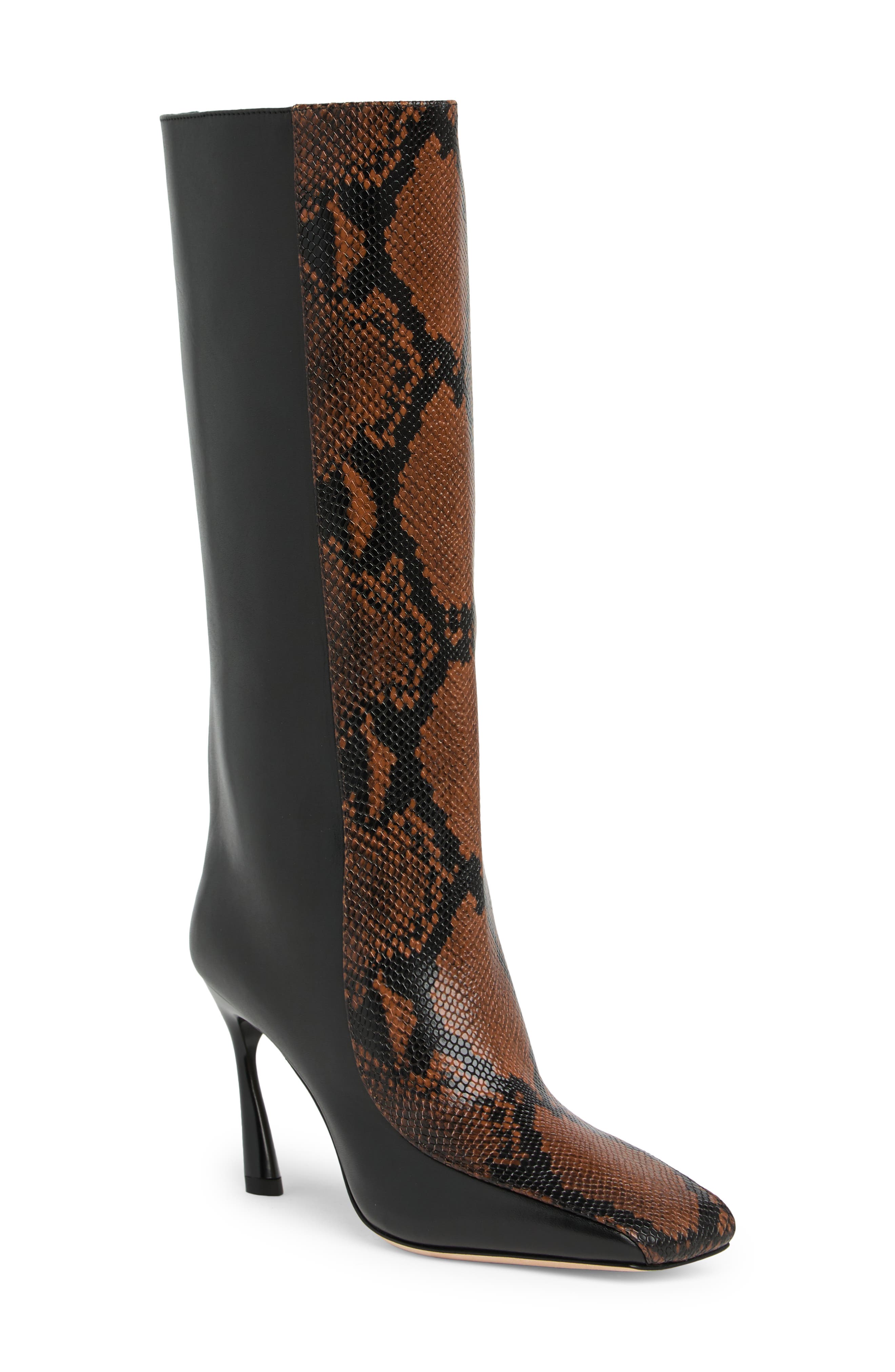 Jimmy Choo Mabyn Snake Embossed Square Toe Boot (Women) | Nordstromrack