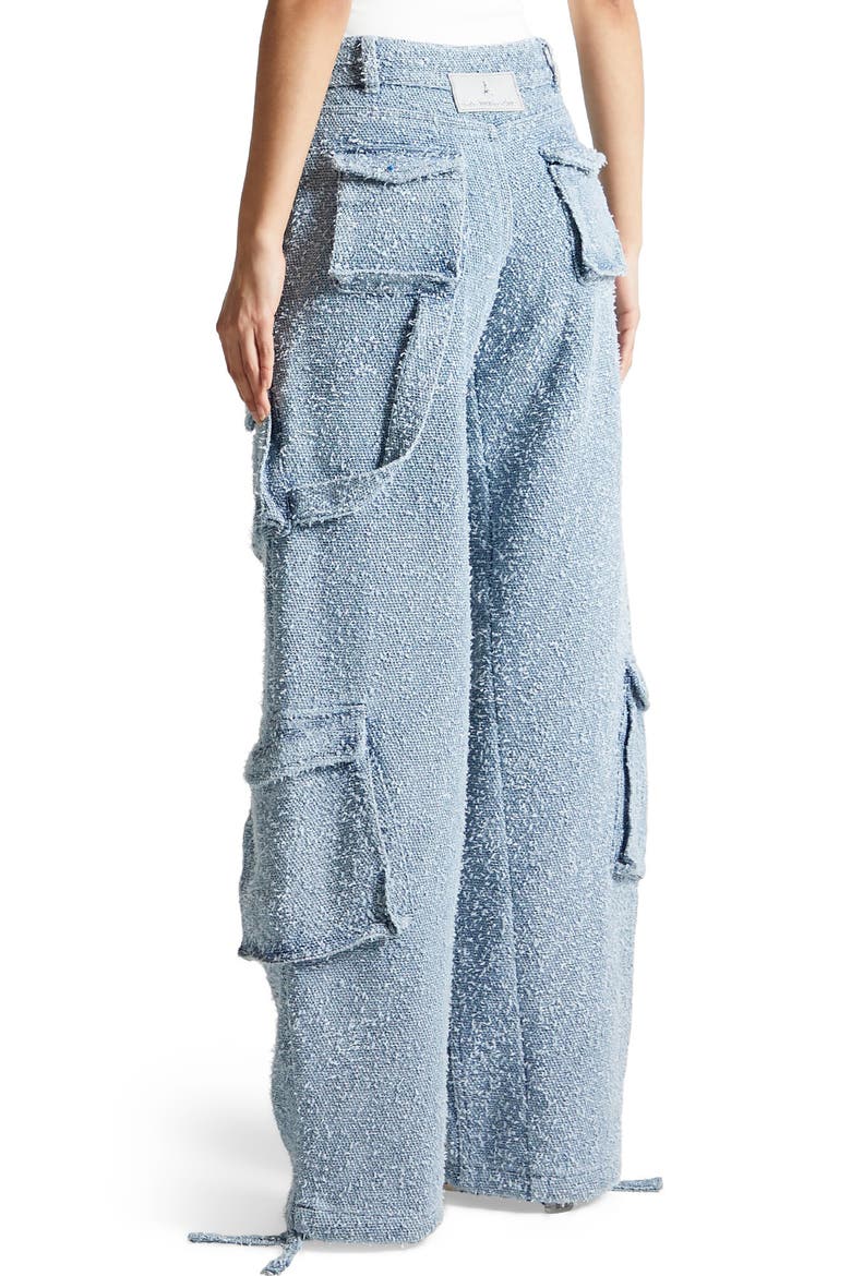 Anne High Waisted Boucle Denim Cargo Pants, Alternate, color, Mid Blue