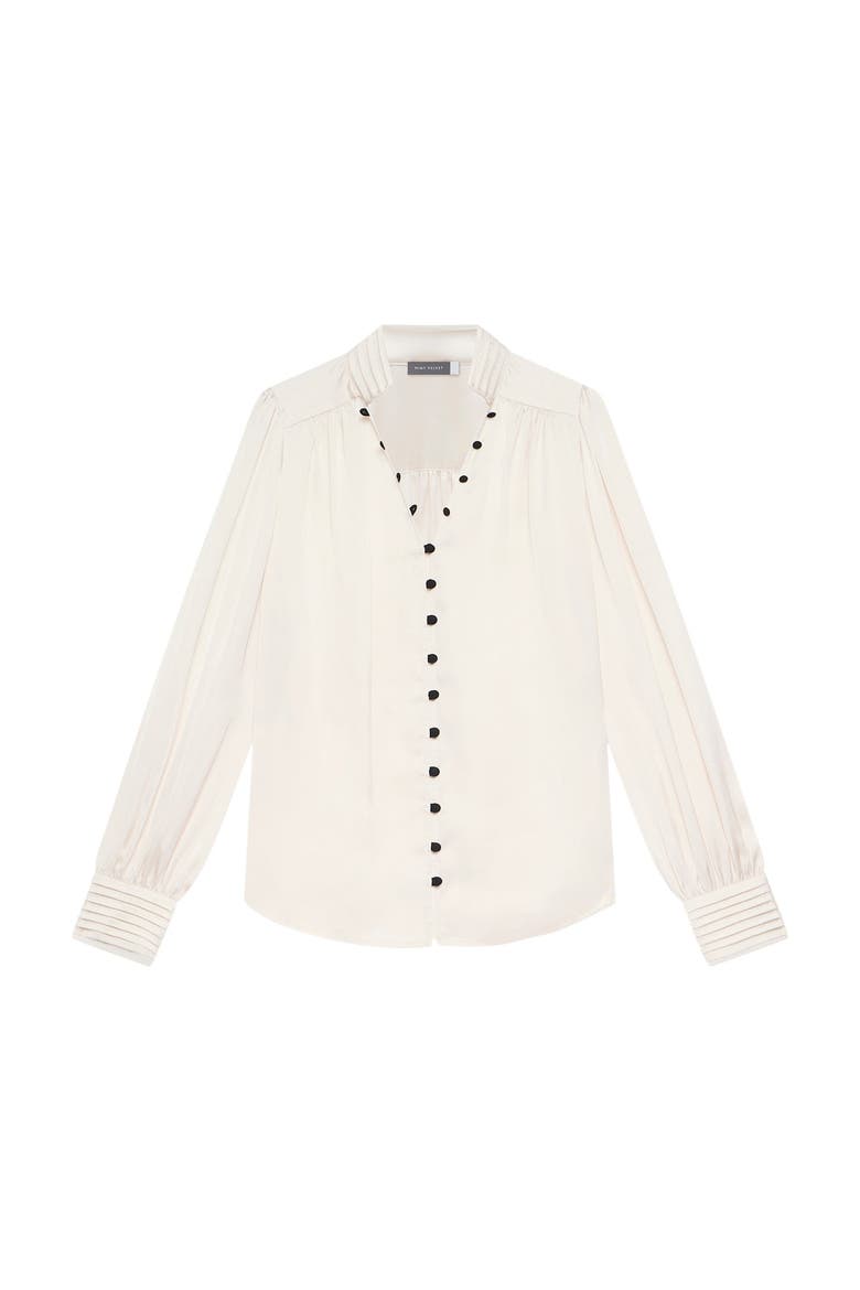 Contrast Satin Blouse, Alternate, color, Cream