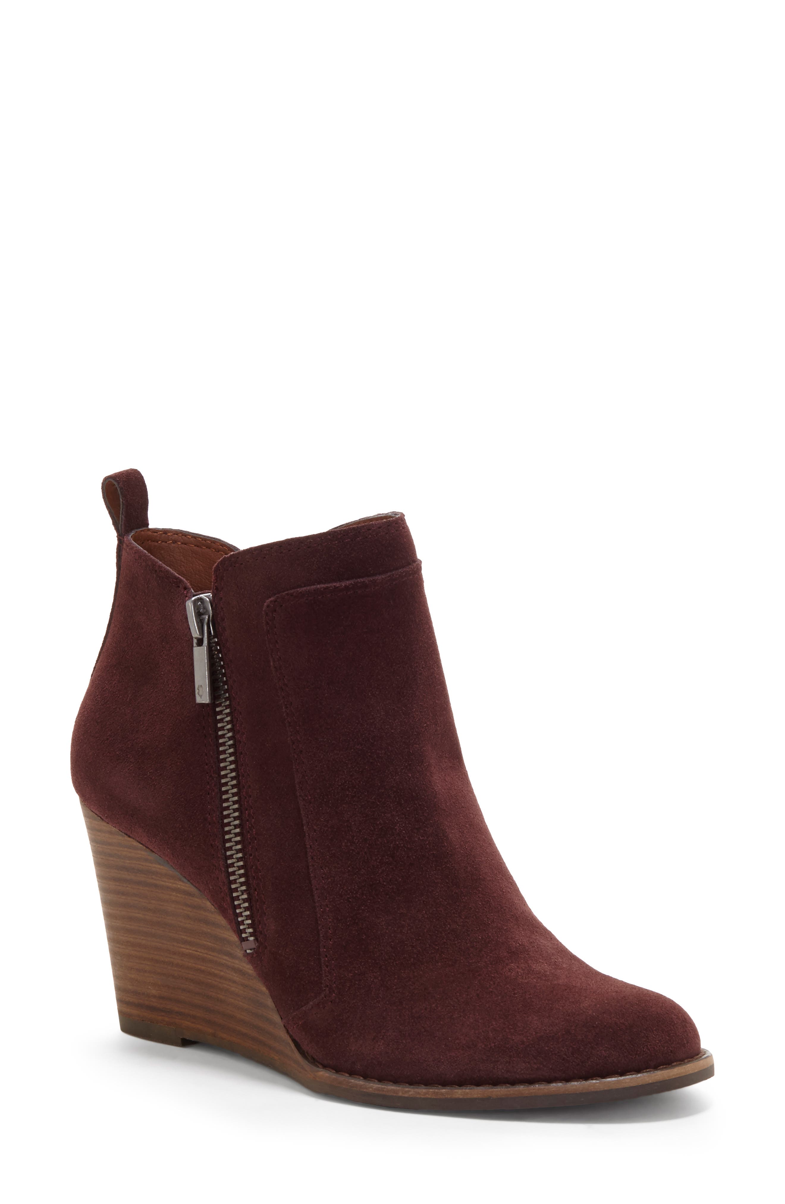 Yahir Wedge Bootie, Main, color, RAISIN SUEDE