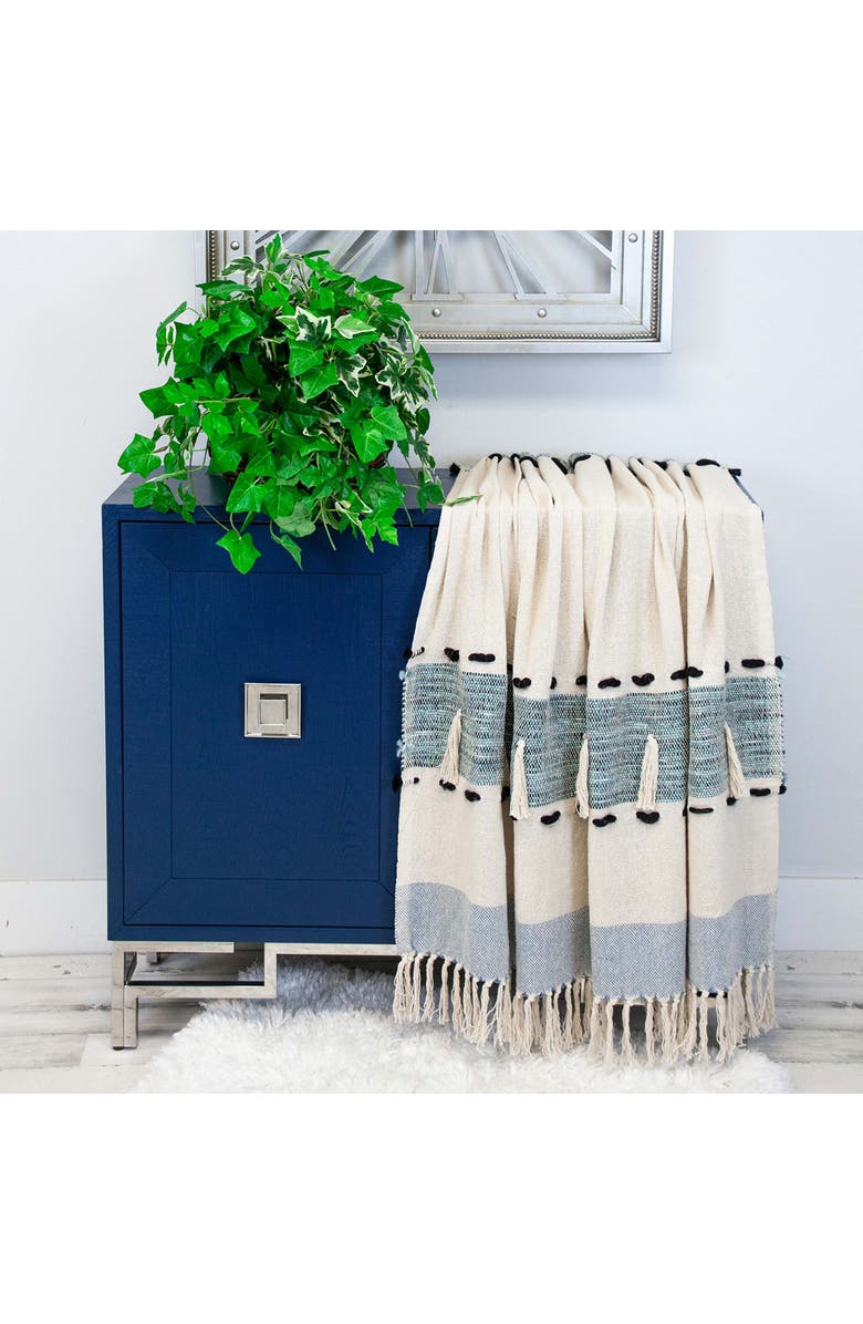 PARKLAND COLLECTION Inca Fringe Throw Blanket, Alternate, color, Blue
