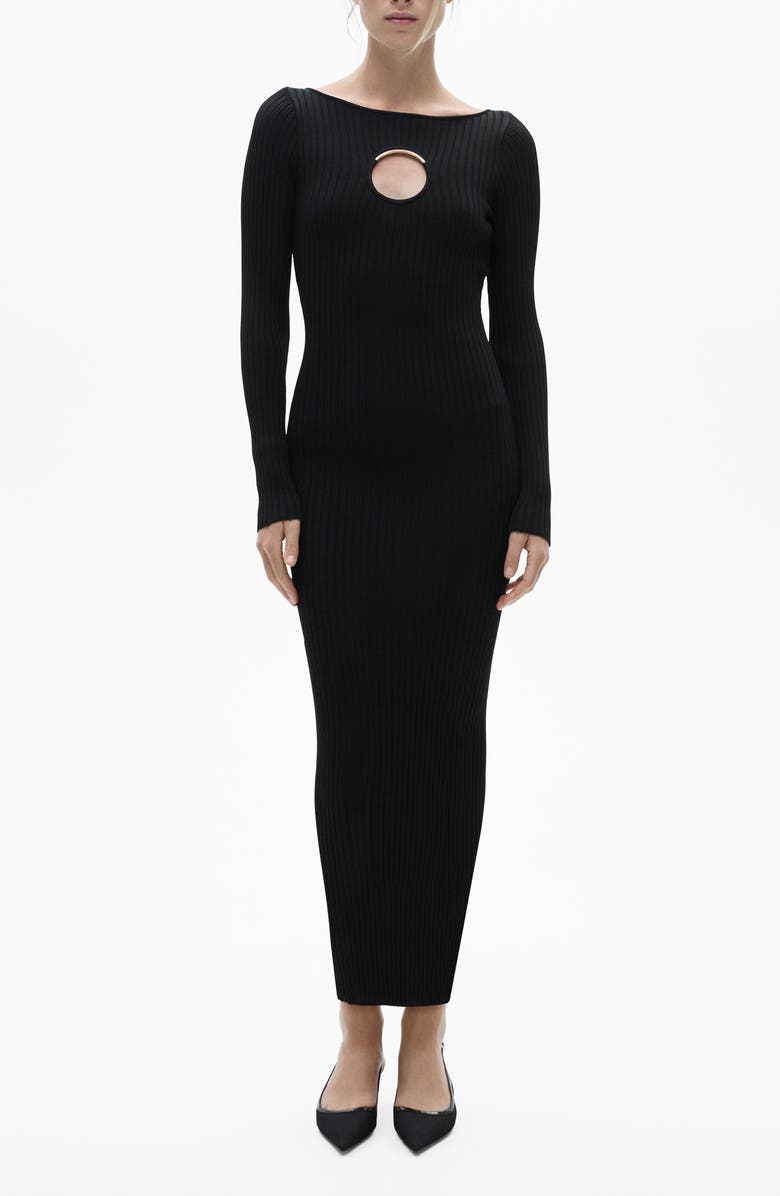 MANGO O-Ring Long Sleeve Dress, Main, color, 