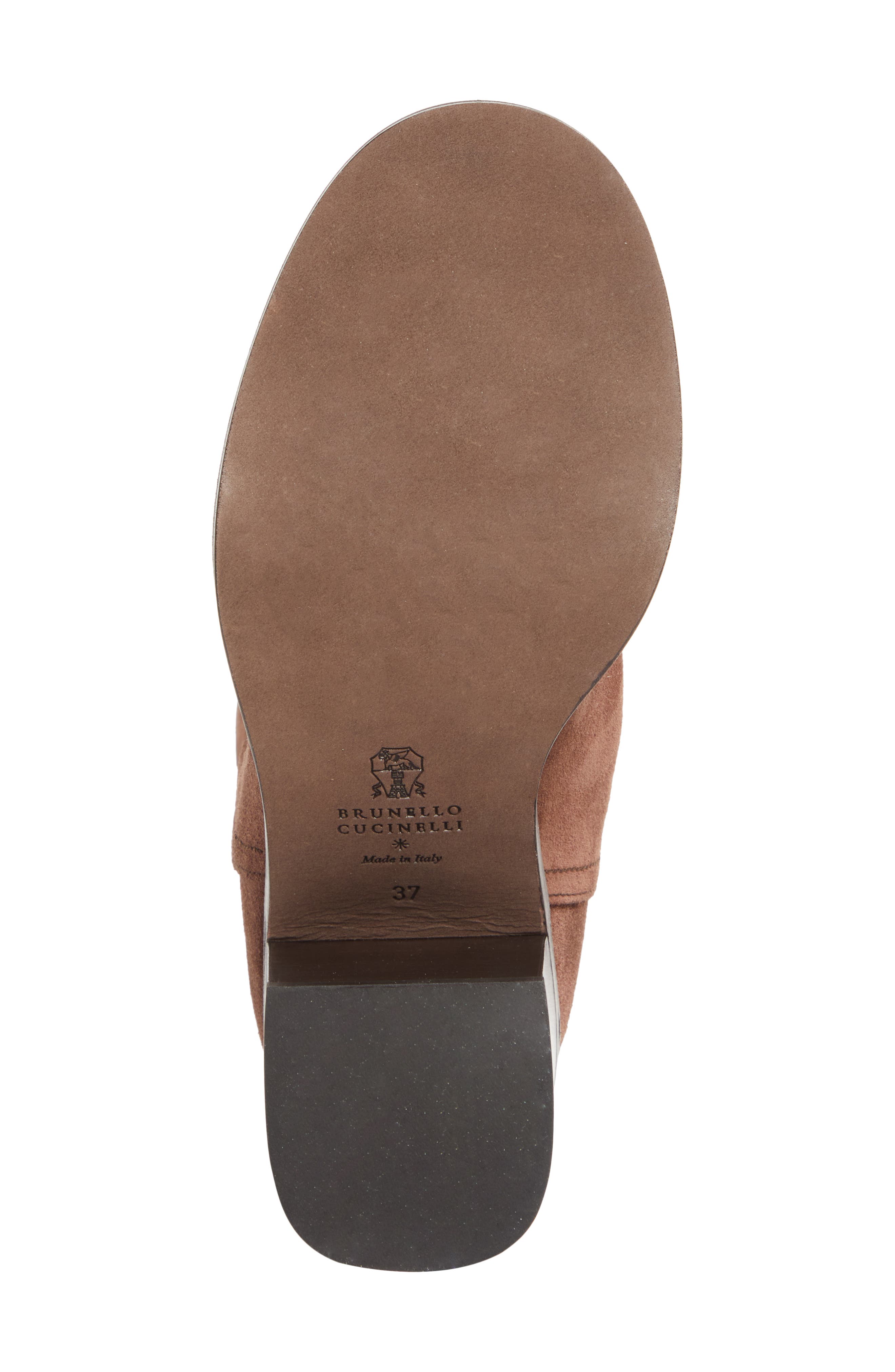 Brunello Cucinelli Monili Trim Block Heel Bootie, Alternate, color, C7495 Sesamo