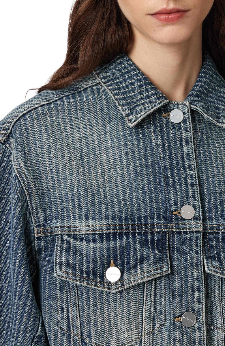 AllSaints Luca Stripe Denim Jacket, Alternate, color, Titan Blue
