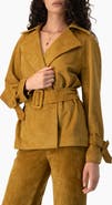 IVONNE Faux-Suede Belted Wrap Jacket with Tie Cuffs