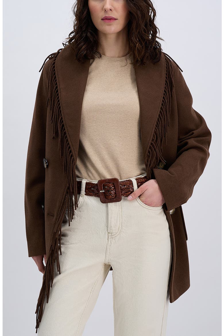 Woven Raffia & Leather Belt, Alternate, color, COGNAC