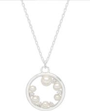 Estella Bartlett Faux Pearl & Crystal Circle Pendant Necklace