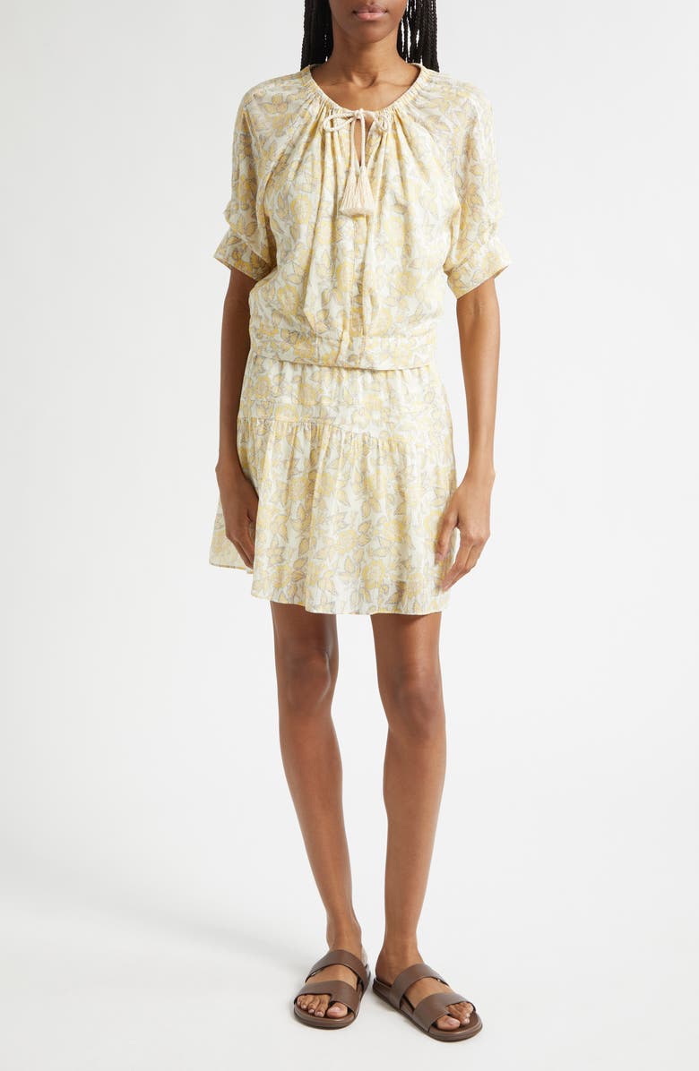 Derek Lam 10 Crosby Thalina Voile Miniskirt, Alternate, color, Valiase Yellow Floral