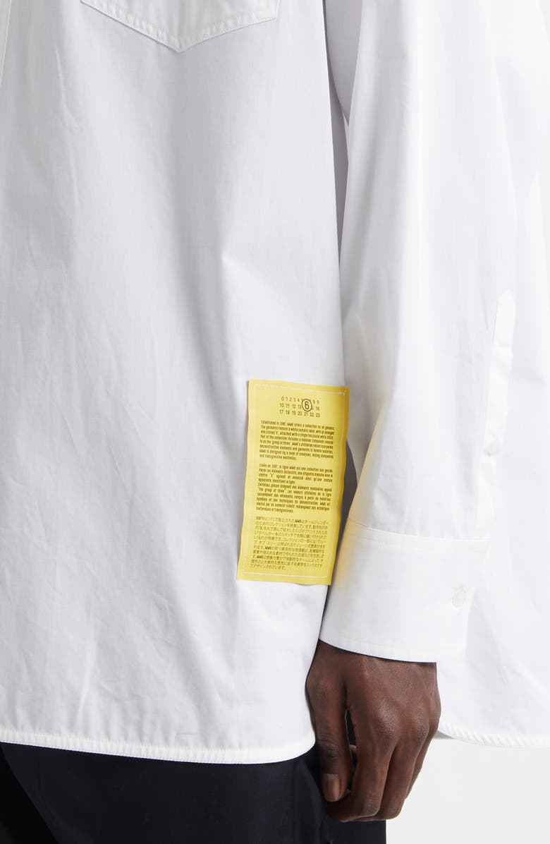 MM6 Maison Margiela Numeric Motif Label Button-Up Shirt, Alternate, color, White