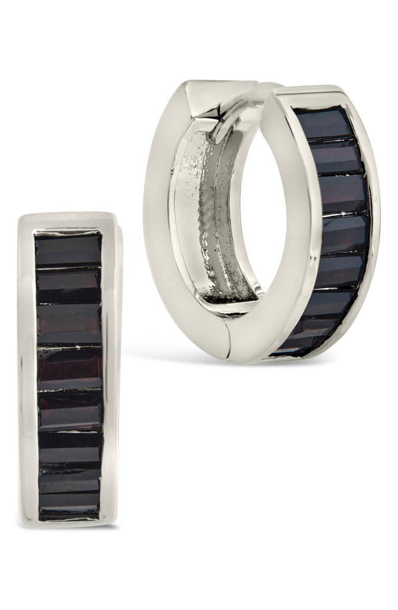 Sterling Forever Joelle Cubic Zirconia Hoop Earrings, Main, color,