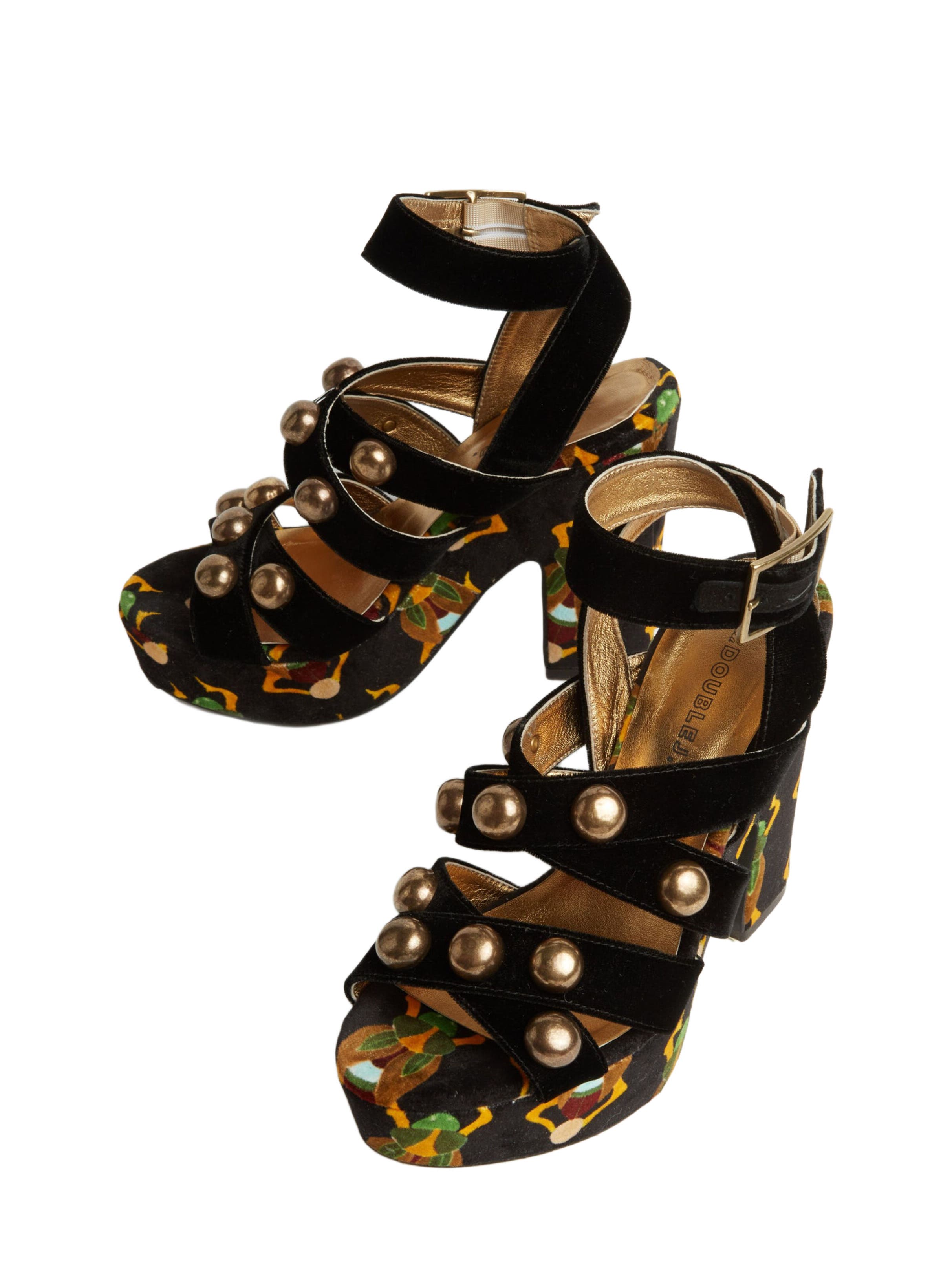La DoubleJ Medal Wedge (With Studs) Scarab Black, Alternate, color, Scarab Black