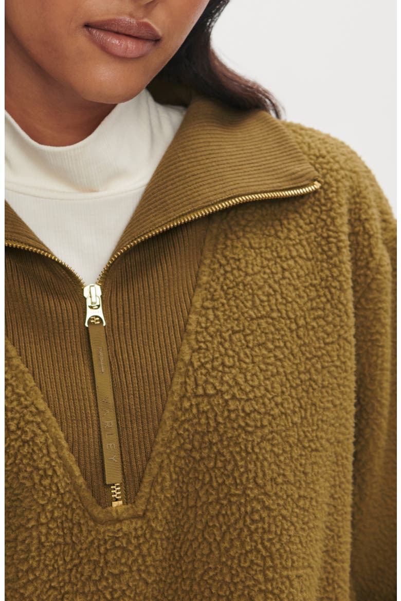 Jaylin High Pile Fleece Half-Zip Pullover, Alternate, color, OLIVE LEAF