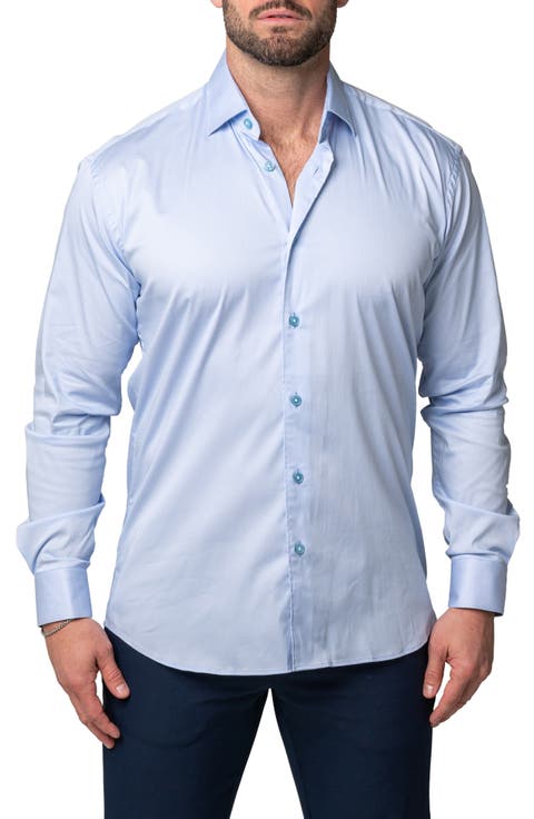 Fibonacci Sleek Sky Contemporary Fit Button-Up Shirt