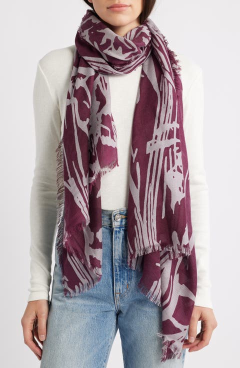 Eyelash Trim Print Cashmere & Silk Wrap
