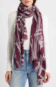 Nordstrom Eyelash Trim Print Cashmere & Silk Wrap